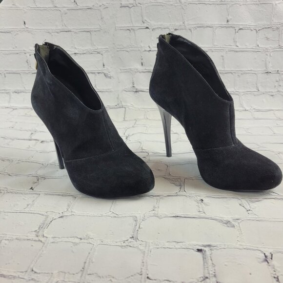 Guess Carlice Black Suede Ankle Heel Booties Size 7 - Picture 4 of 14